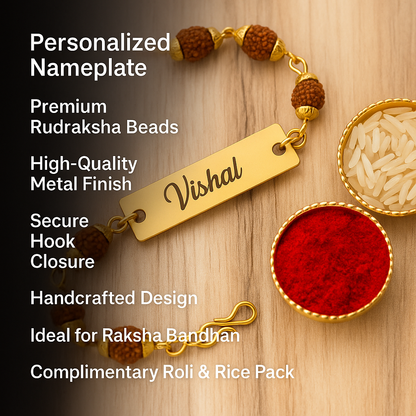 Personalised Rudraksha Rakhi | Customisable Rakhi