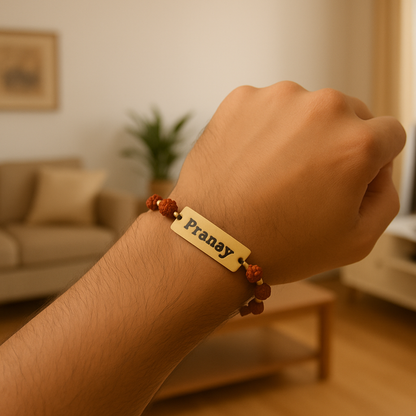 Personalised Rudraksha Rakhi | Customisable Rakhi